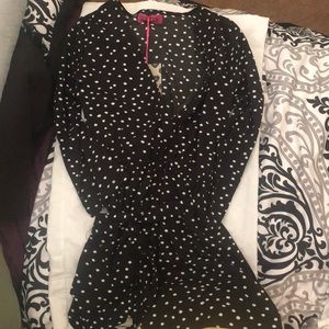Black and white Polka dot v-neck romper